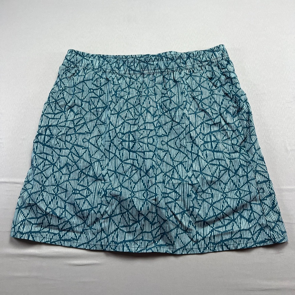 Pacific Trail Mini Skort Womens M Teal Geometric Elastic Waist Built In Shorts